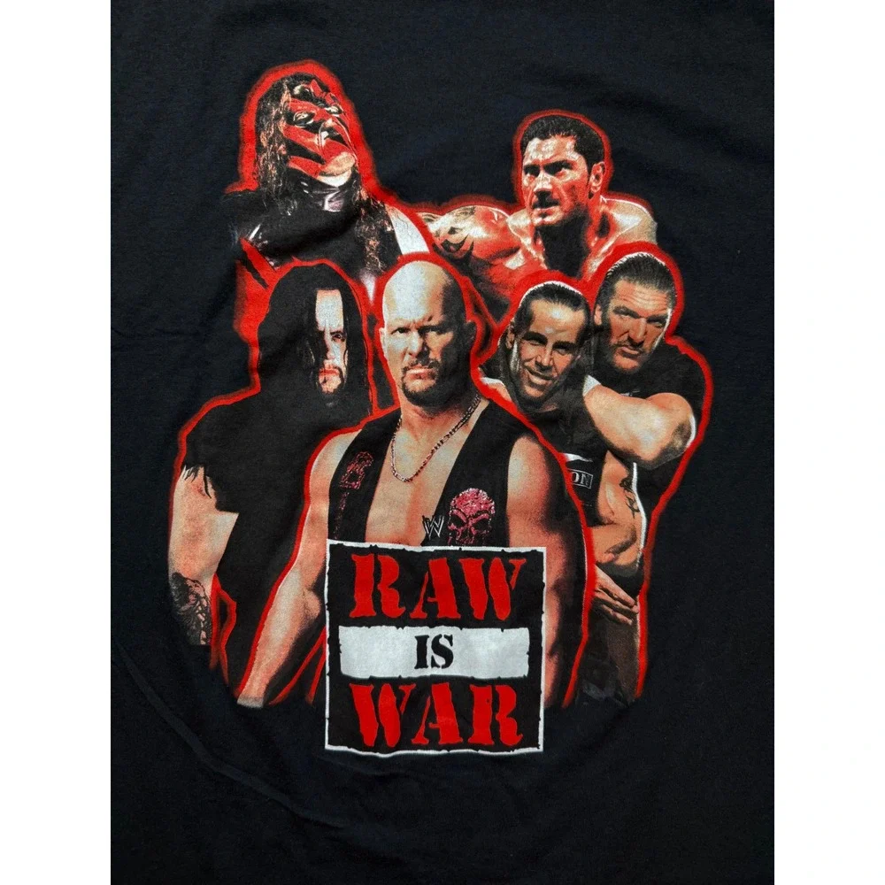 WWE Raw Is War T-Shirt Mens Small‎ Black Stone Cold Undertaker Triple H Graphic